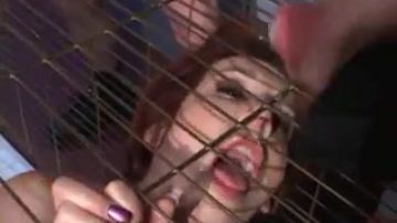 Caged sex slave delights her captors