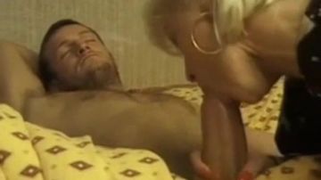 GILF Eva Delage sucking a big white cock